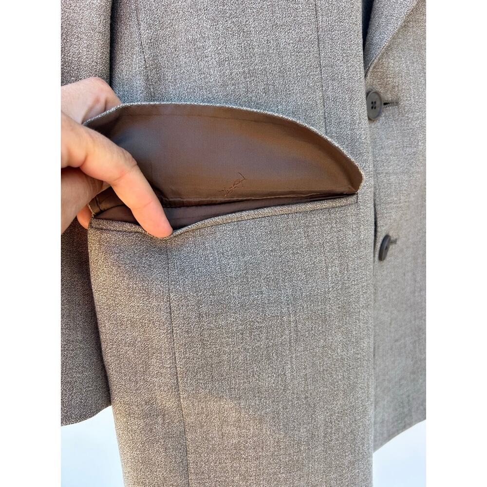 Vintage Yves Saint Laurent Oversized Blazer Jacket Double Breasted Taupe YSL XL - Picture 7 of 11